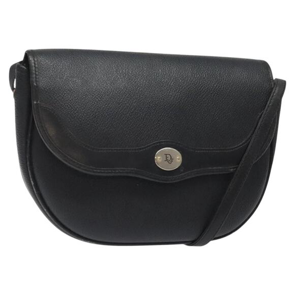 DIOR Honeycomb Canvas Shoulder Bag Pvc Leather Black Gold - Picture 1 of 12
